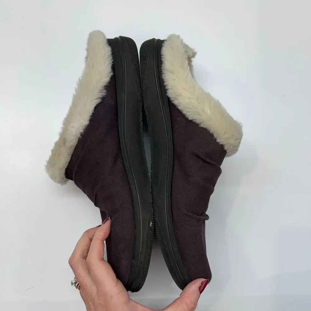 Clarks Faux Fur Clog Slipper 11 Purple Slip On Cozy - Picture 5 of 8